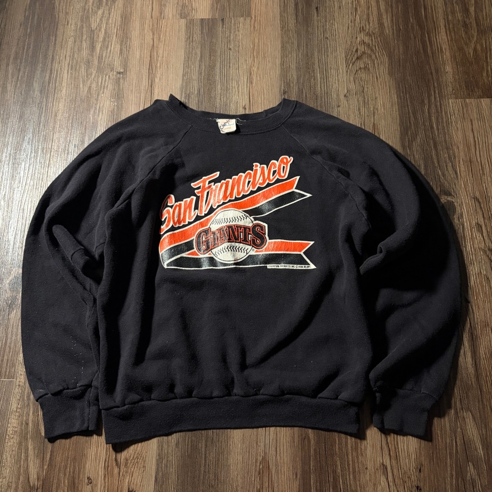 Vintage 1988 San Francisco Giants Champion Sweatshirt Black Mens Large‎ MLB USA